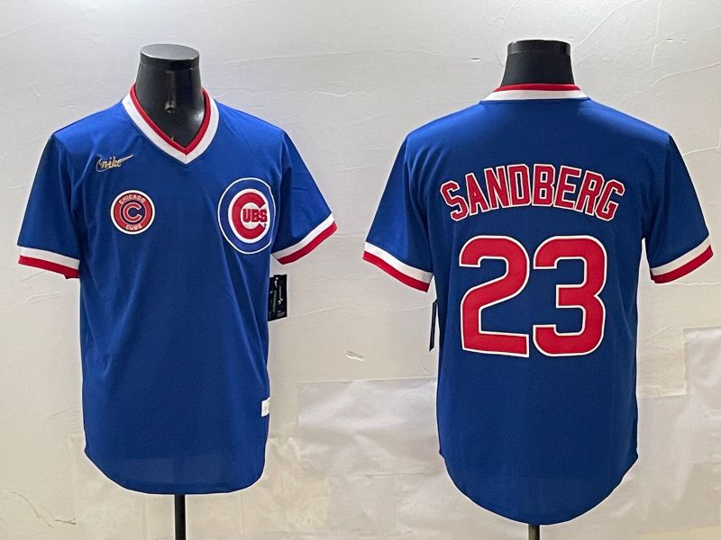 Men Chicago Cubs #23 Sandberg Blue Throwback Game 2025 Nike MLB Jersey style 3165->chicago cubs->MLB Jersey